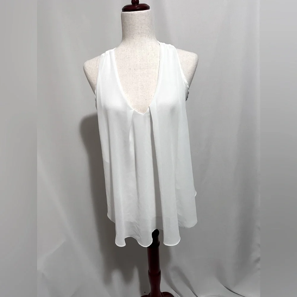 VENUS Sheer Ruffle Racerback Tank Top. Sizes: S & M - Picture 4 of 8